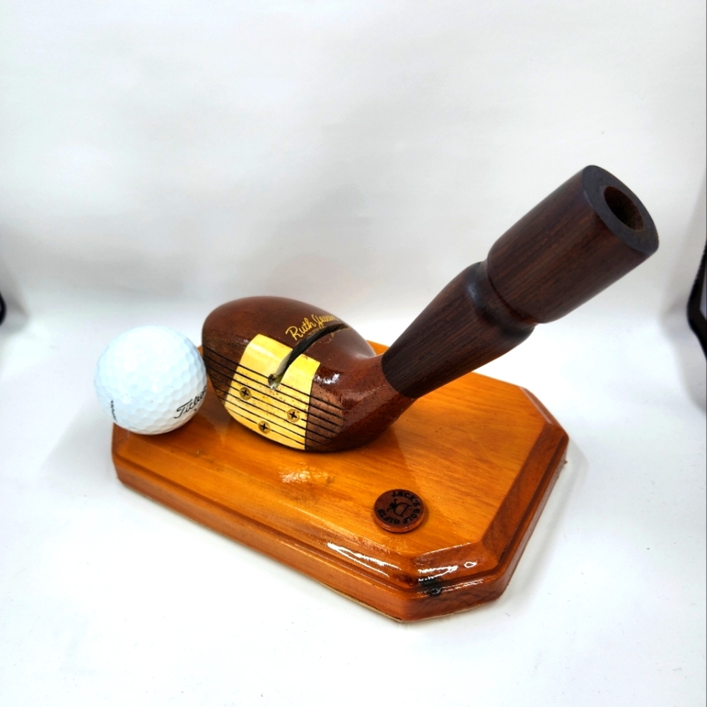 RUTH JESSEN Golf CLUB Real Vintage business Card & Pen Holder desk Office Decor